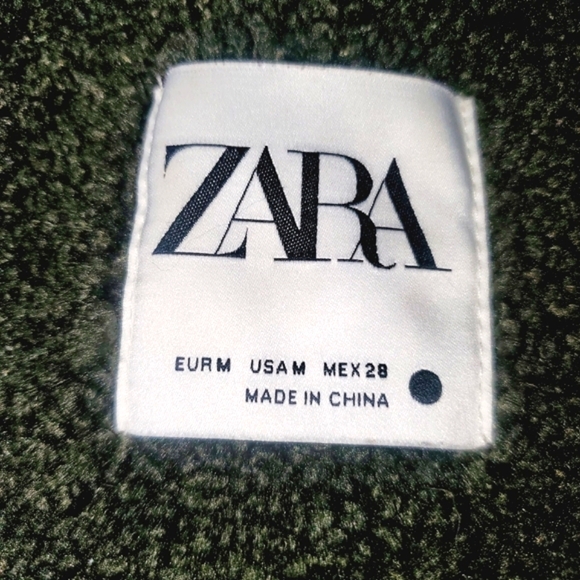 ZARA Jackie Army Green Oversized Teddy Faux Sherpa Cropped Jacket/Coat Women's M - Picture 11 of 12
